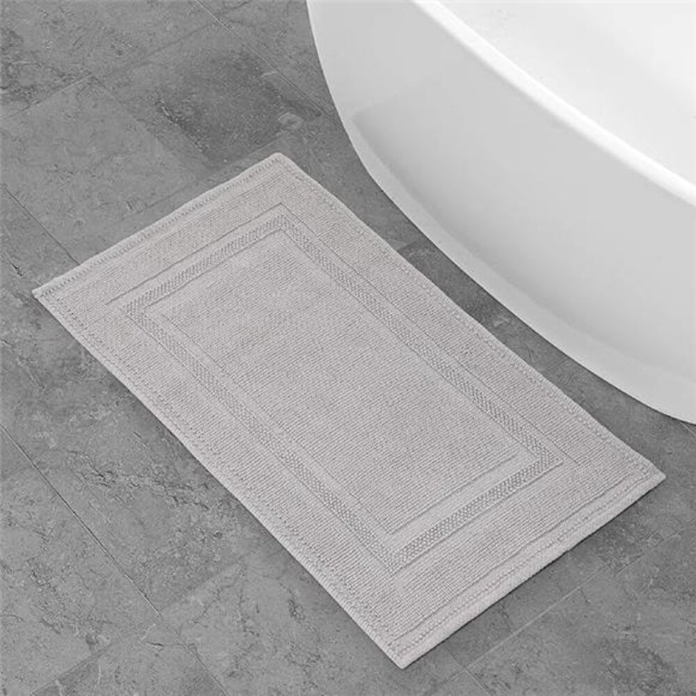 Stonewash Bath Rug Cotton Racetrack Bathroom Rug Machine Washable Light Gray - Picture 7 of 7